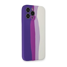 Apple iPhone  Uyumlu  13 Pro Kılıf Ebruli Lansman Silikon - Mor-beyaz