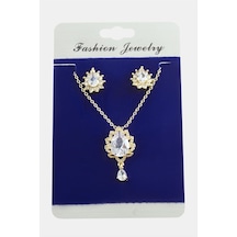 Flzdgnkr Oval Zirkon Taşlı Set Kolye-gümüş Rengi Çok renkli
