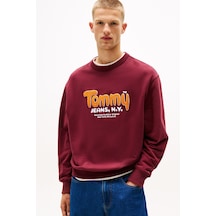 Tommy Jeans Bisiklet Yaka Bordo Erkek Sweatshırt Dm0dm22087xıu Tjm Rlx Boucle Fnt Pl Bordo