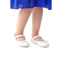 Kiko Kids Fiyonklu Cırtlı Kız Çocuk Babet Ayakkabı 201 Cilt Beyaz 001