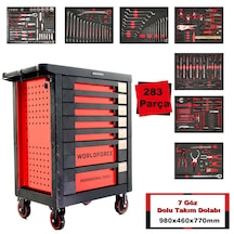 Worldforce 283 Parça Dolu Takım Dolabı 7 Çekmece Premium Paket