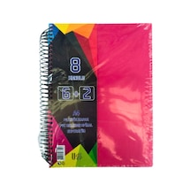 A4 Boy 6+2 Ayraçlı Defter Dersane Defteri 6 Kareli 2 Çizgili 200 Yaprak 8 Bölümlü Udep - Kırmızı