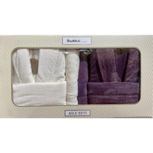 Özdilek Branch Krem-murdum Aıle Setı Bornoz Seti Krem - Mürdüm