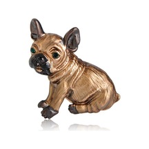 Kahverengi Blucome Sevimli Pug Köpek Broş Yeşil Gözler Hayvan Korsaj Pimleri Çocuk Kız Gömlek Ceket Klipleri Broş Elbise Aksesuarları Takı Kahverengi