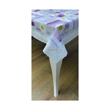 Kenarı Dantelli Astarlı Dökümlü Silinebilir Papatya Pvc Dikdörtgen Muşamba Masa Örtüsü 122 X 155 Cm Mor
