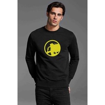 Carmen Sandiego Logo Blue Side Baskılı Siyah Erkek Örme Sweat