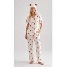 Suısy Teddy Ayıcık Desenli Uzun Pijama Takımı Çok Renkli