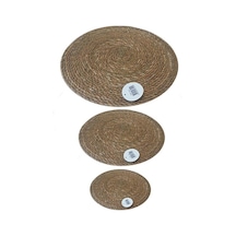 Amerikan Hasır Servis Supla Örme Bambu 35 CM 6 Adet Krem