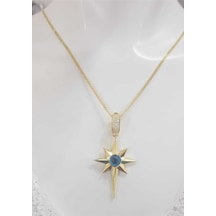 Kuzey Yıldızı Göz Boncuk Detay Altın Tasarım 925 Gümüş Kolye Çağla Kolye Serenay Choker Chain