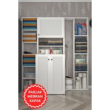 Kenzlife Membran Çamaşır Makinesi Dolabı Kasparovmega Byzbyz Panjur 180 156 55-20 Mebran Kapak Suntalam Gövde Banyo Kapaklı Arkalıksız Beyaz