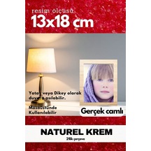 Gerçek Camlı 21lik Düz 13 X 18 Krem Fotoğraf Resim Çerçevesi Ayaklı Arkalık Veya Duvara Asma