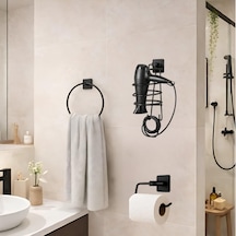 Tr Yapışkanlı Banyo Aksesuar Seti,yuvarlak Havluluk,fön Makinesi Askısı,tuvalet Kağıdı Tutucu, Delme Gerektirme Diğer