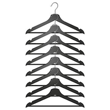 Barbun Ikea Bumerang 8'Li Ahşap Giysi Askısı - Siyah