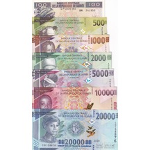 Gine 100-500-1.000-2.000-5.000-10.000-20.000 Francs 2020, 7 Li Set,çil,eski Yabancı Kağıt