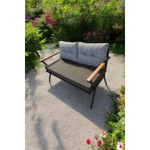 Pilocca Tekli Bahçe Balkon Mobilyası 2'li 60x120cm Antrasit Gri