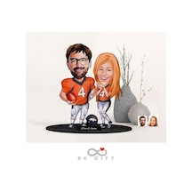BK Gift Kişiye Özel Amerikan Futbolcu Sevgililer Karikatürlü Ahşa