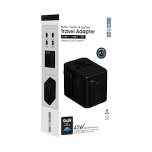 45w Şarj Cihazı Ve 2x Usb Ve 3x Type-c Girişli Universal Seyahat Adaptörü, Priz Dönüştürücü 200'den Fazla Ülke İle Uyumlu, Abd, İngiltere, Aus, Ab