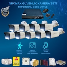 9 Kameralı Set - Gece Renkli Gösteren Hareket Algılayan 5 Mp Sony Lensli 1080p Full Hd Güvenlik Kamerası Seti 3404w