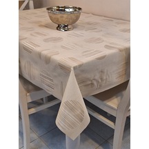 İthal Silinebilir Pvc Masa Örtüsü Kaymaz Tabanlı, Kumaş Görünümlü Pvc Masa Örtüs İth5520 Bej