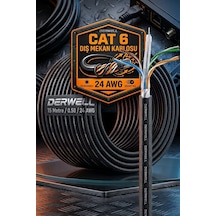 15 Metre Dış-iç Ortam Mekan Bakır Tel Cat6 Internet Kablosu Yüksek Hız 24 Awg 2 Katlı Ethernet Kablo