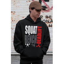Sevbano Squat Bench Deadlift Bodybuilding Fitness Gym Baskılı Unisex Over Siyah