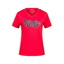 2as Alone Baskılı V Yaka Kadın T-shirt 406 Kırmızı