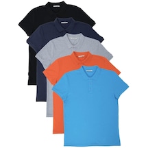 Erkek Regular Fit Polo Yaka 5li T-shirt Çok Renkli