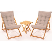2+1 Nora Şezlong Seti Bahçe-balkon-teras-plaj-kafe Katlanır Set -