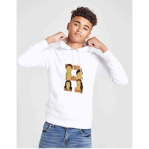 Tshirthane Riverdale R Head Baskılı Unisex Çocuk Kapüşonlu Beyaz Sweatshirt Beyaz