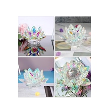 Chacha Home Kristal Nilüfer Çiçeği Obje & Mumluk - Lüks Cam Lotus Sehpa Ve Konsol Dekoru 15 Cm / 10 Cm / 8 Cm / 6 Cm Küçük Boy