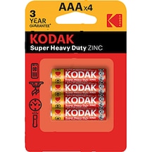 3 Adet Kodak Çinko Karbon İnce Pil 4'lü