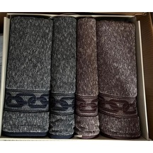 Özdilek Bold Chain Best Set Hamam Takımı Lacivert - Mürdüm Çok Renkli