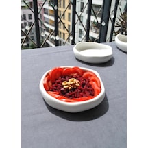 2 Adet Porselen Kıvrımlı Mini Fırın Kabı Küçük Boy Sunum Tabak Meze Salata Tabağı 14 Cm Asimetrik Çok Renkli