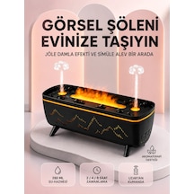 Dekoratif Siyah Hava Nemlendirici Jöle Damla Ve Alev Efektli Led Işıklı Aroma Difüzörü