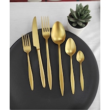 90Parça 12 Kişilik Carmen Mat Gold Titanyum Çatal  Kaşık Bıçak Seti