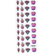 Sticker Kabartmalı Sticker Defter Planlayıcı Etiket Cb483 16x7 Cm- Elmas Kalp Dondurma Çok Renkli