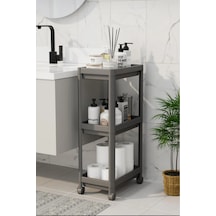 Peggy Gri Geniş 3 Katlı Çok Amaçlı Mutfak Erzak Banyo Raf Ünitesi Gri