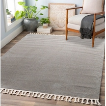 Gri Renkli Soft Iskandinav Peluş Dokulu Makine Halısı-665 Beyaz