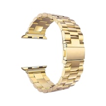 Apple Watch Series 9 45mm İçin Kordon Metal Stainless Steel Gold Watch Series 9 45mm İle Uyumlu Kordon - Gold Çok Renkli