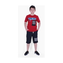 Fyk Kids Boom Sklk Yazı Baskılı Erkek Çocuk Alt-üst Kapri Takım Kırmızı
