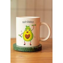 Avo-cardio Yazılı Baskılı Seramik Kahve Çay Kupası Beyaz