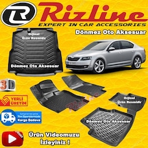 Skoda Octavia 3D Paspas+Bagaj Havuz Siyah 2013-2019 Arası Rizline N11.13404