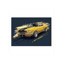 Hızlı Sarı Mustang Araba Dekoratif Ahşap Tablo