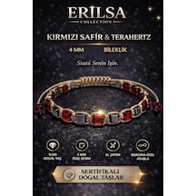Sertifikalı Kırmızı Safir Terahertz Bileklik 4 Mm Doğal Taş Unise Çok Renkli