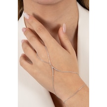 925 Ayar Gümüş Şahmeran Rodyumlu Zirkon Taşlı Tutku Şahmeran Barcode Beyaz - Rose Gold