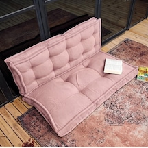 Fransız Dikim Kadife Döşemelik Kumaş El İşçiliği Alt Üst Oturma Minderi 125x70cm Açık Pembe
