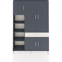 Arges Dolap 8 Raflı Tek Çekmeceli 5 Kapaklı 132x30x195 Antrasit-antrasit/aytaşı Antrasıt/aytası