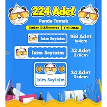 Sevimli Panda Temalı Okul Kreş Kişiye Özel İsim Etiket Seti - Model 155 Çok Renkli