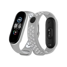 Mi Band 6 Spor Delikli Kordon - Gri-kırmızı
