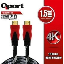 Qport Q-hdmı151 1.5 Metre 2.0v 4k Altın Uçlu Orgulu Hdmı Kablo